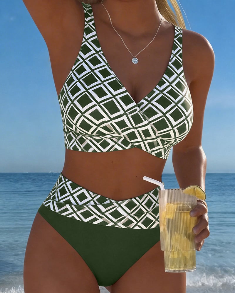 Jasmine | Two-Piece Bikini with Diamond Print