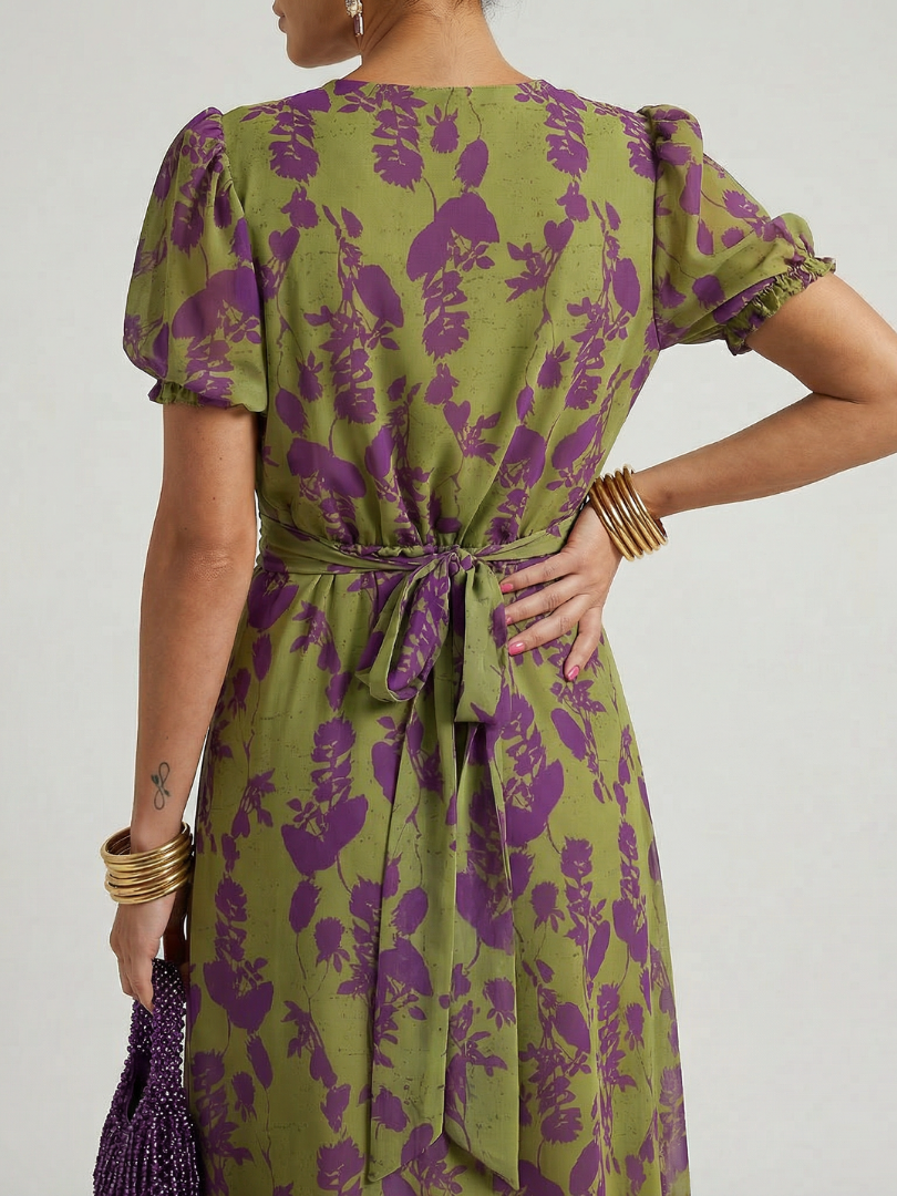 Floral Wrap Midi Dress
