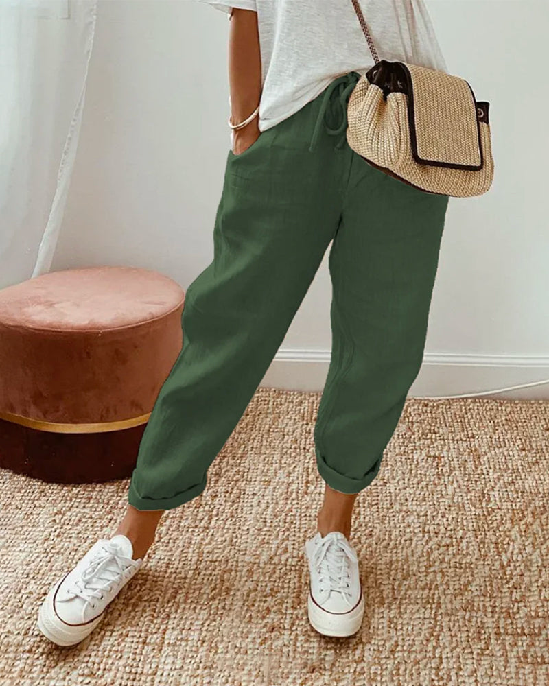 Maya | Cotton Mid-Waist Pants