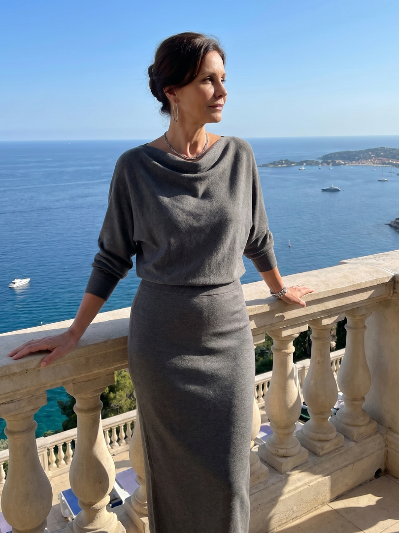 Harper | Midi Dress with Draped Neckline