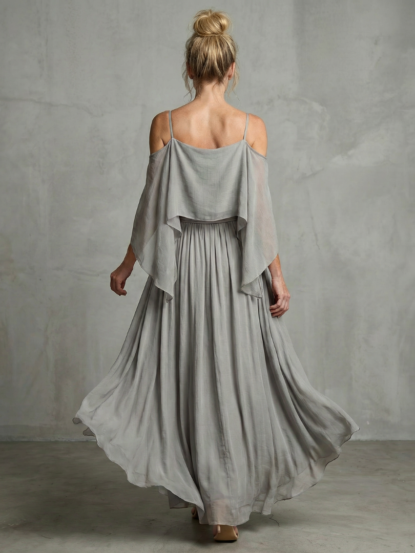 Avery | Layered Cold-Shoulder Top & Wide-Leg Set
