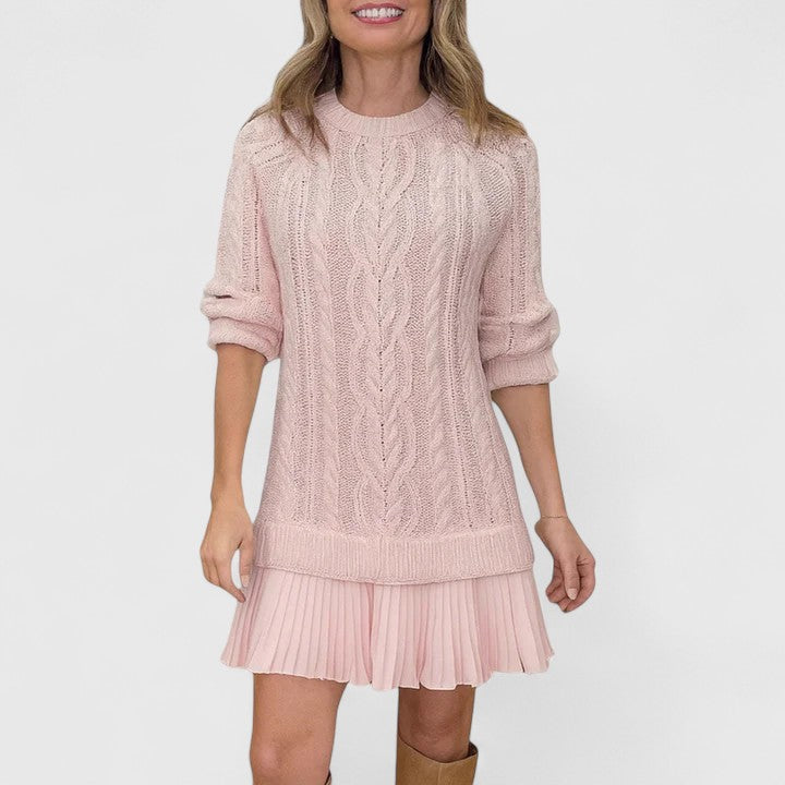 Pleated-Hem Sweater Dress