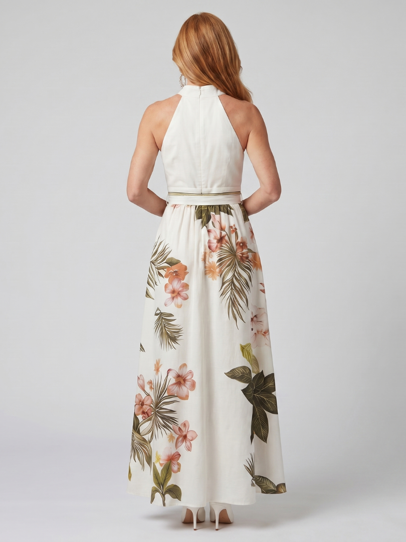 Imani | Halter Maxi with Botanical Panel
