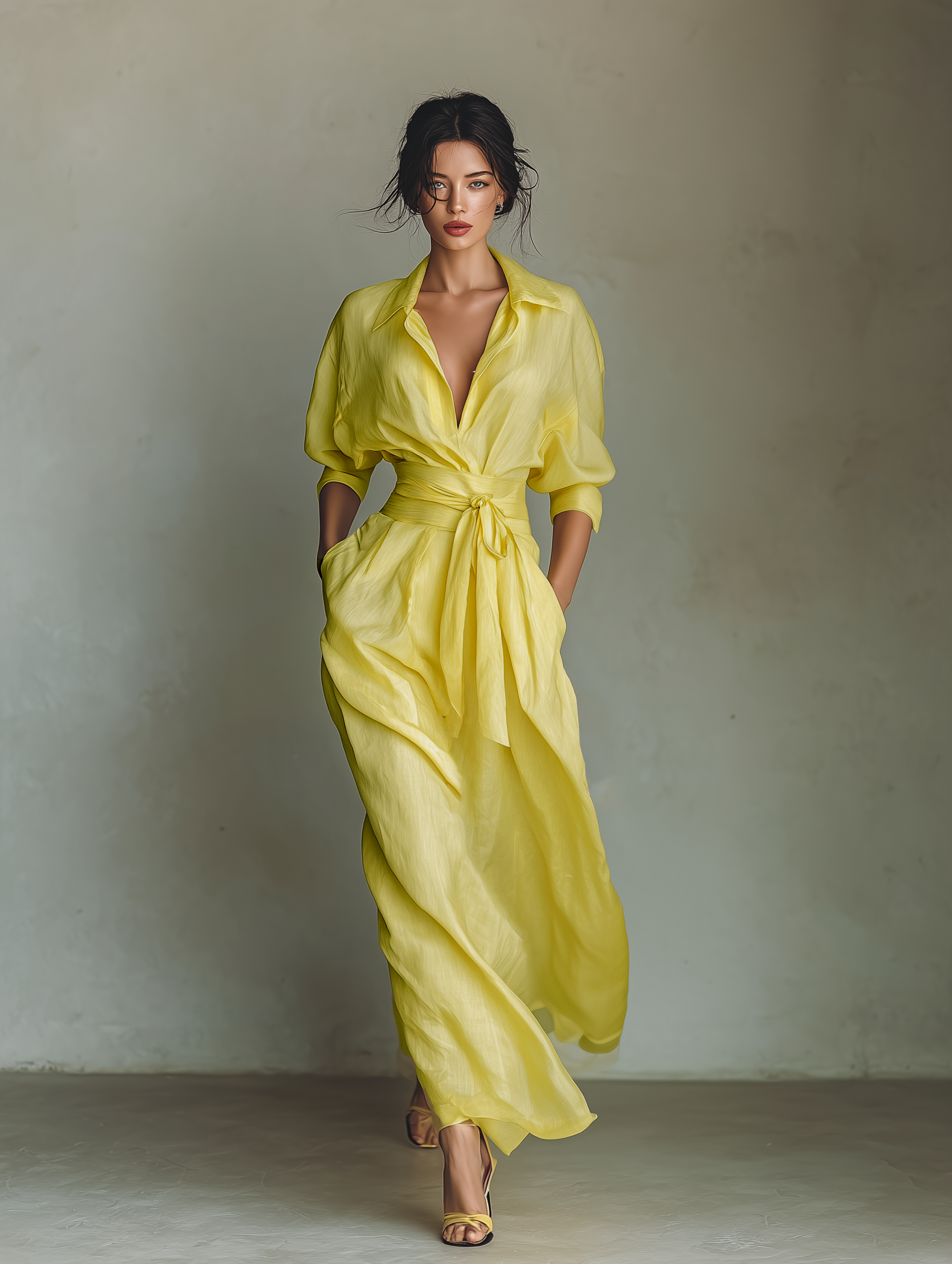 Elena | Cotton-Linen Maxi Shirt Dress