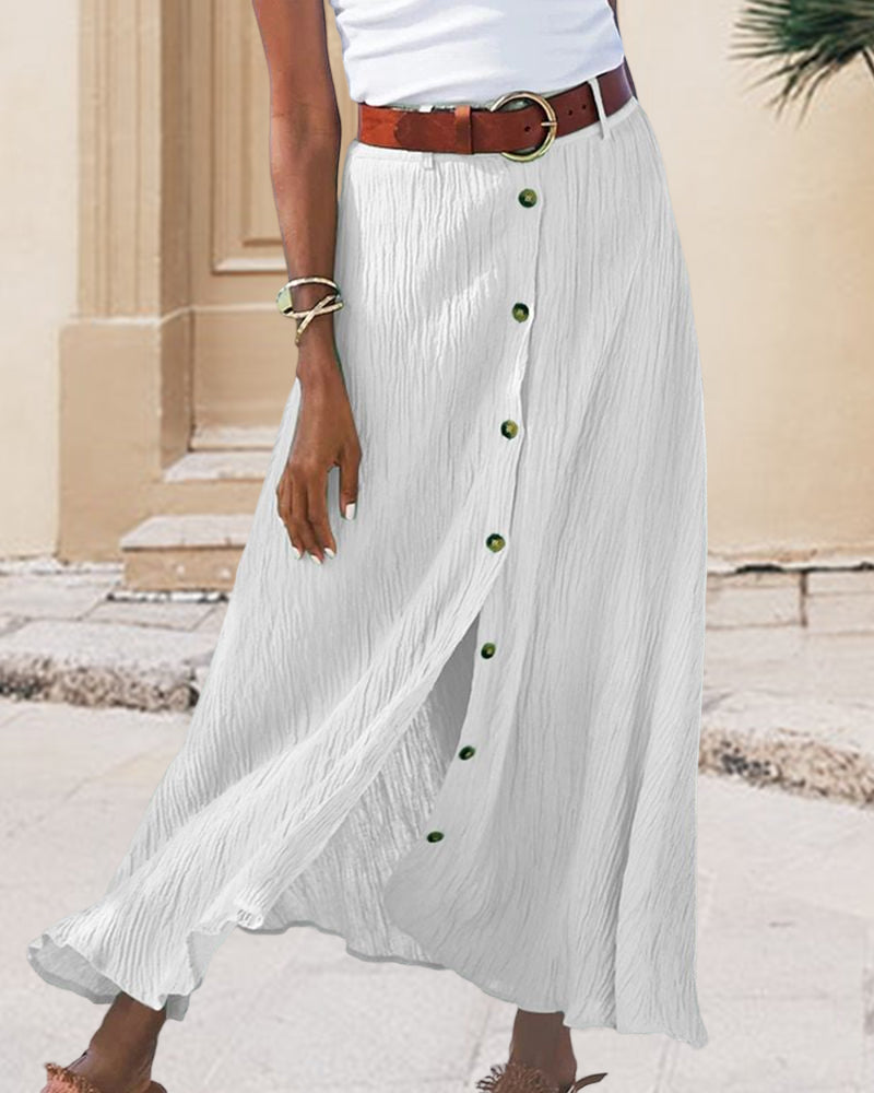 Elena | Button-Front Fluid Skirt