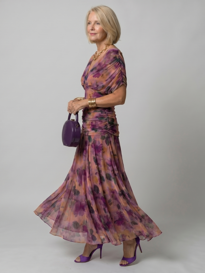 Off-Shoulder Draped Midi Dress