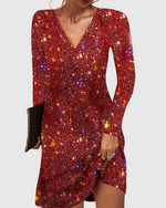Sequin Long-Sleeve Mini Dress
