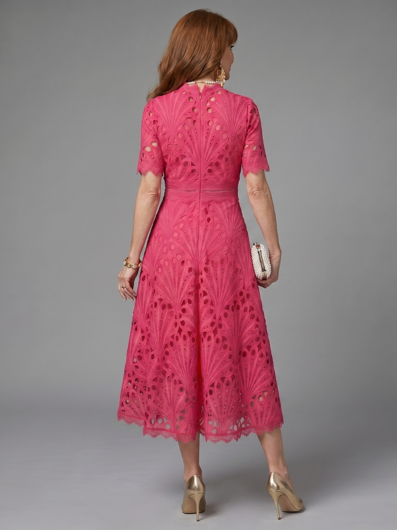 Maya | Eyelet Lace Midi Dress