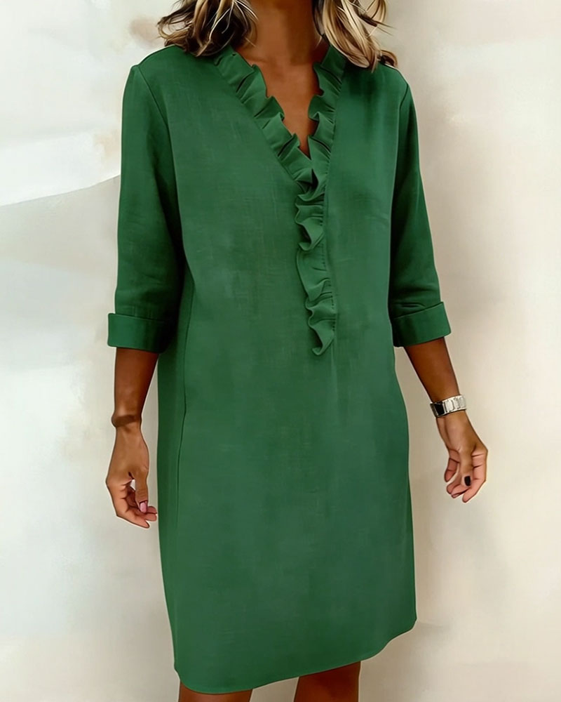 Naomi | Ruffled V-Neck Dress