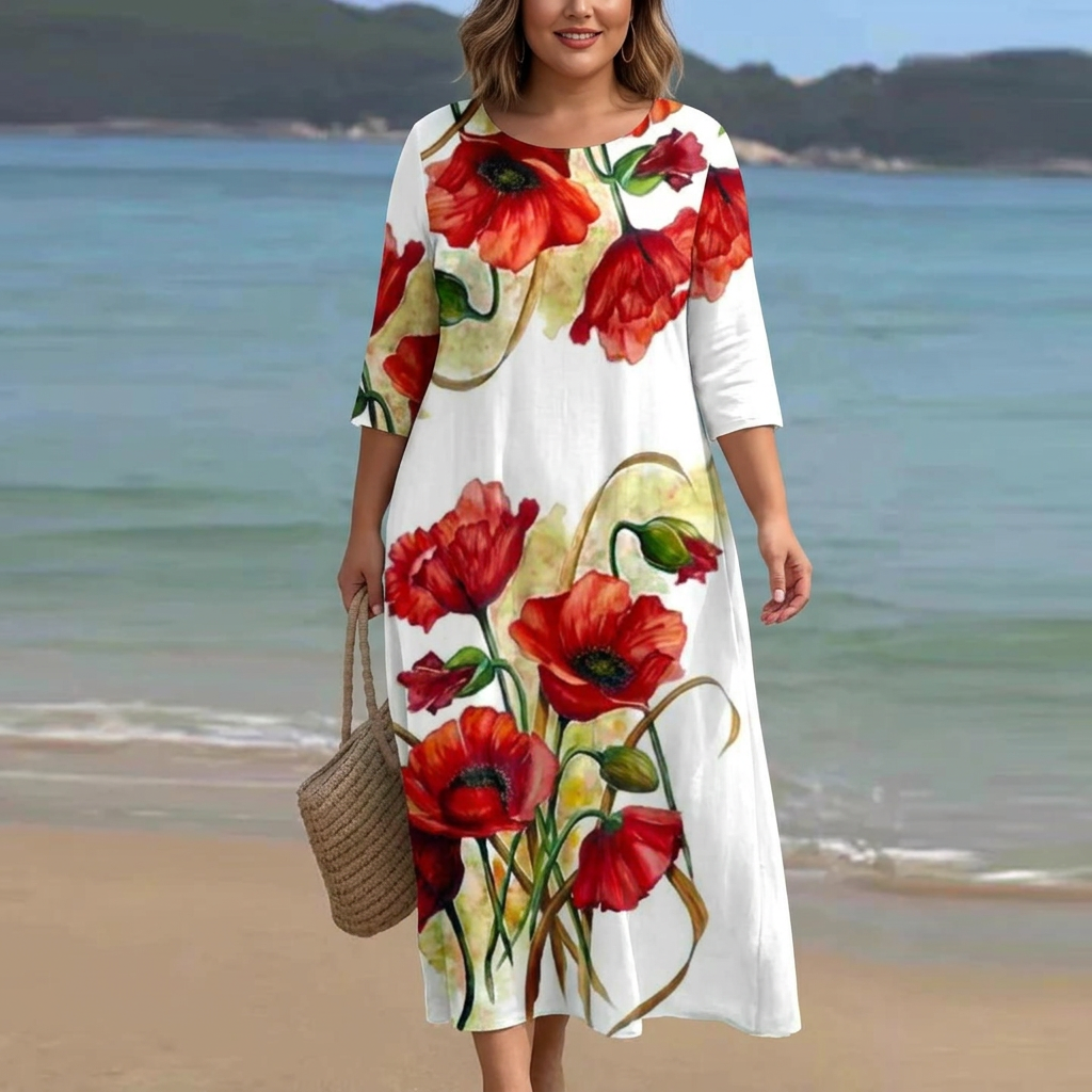 Imani | Watercolor Printed Midi Dress