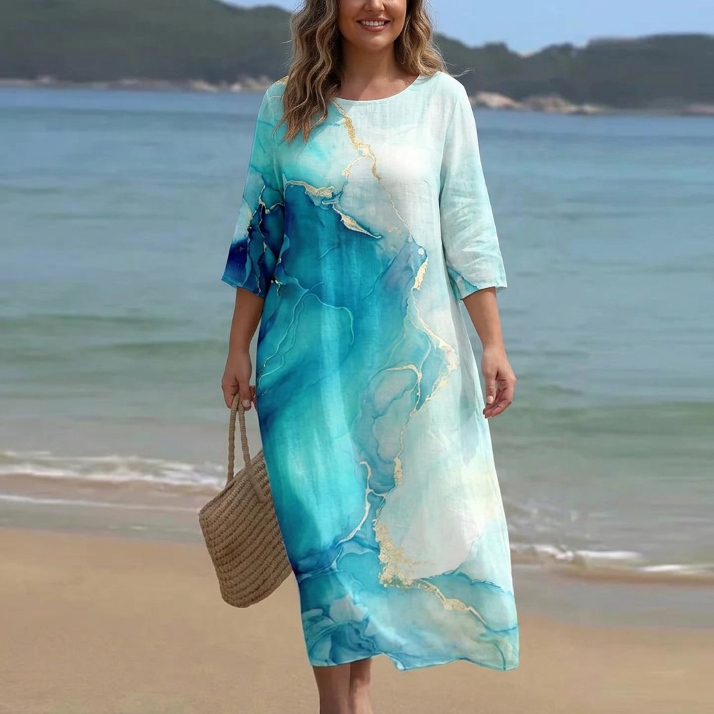 Imani | Watercolor Printed Midi Dress