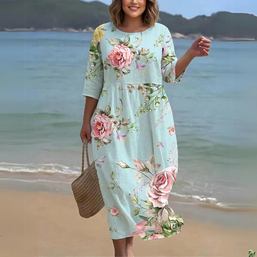 Imani | Watercolor Printed Midi Dress
