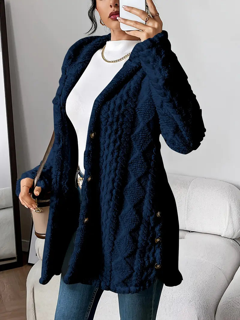 Monica | Textured Hooded Longline Cardigan