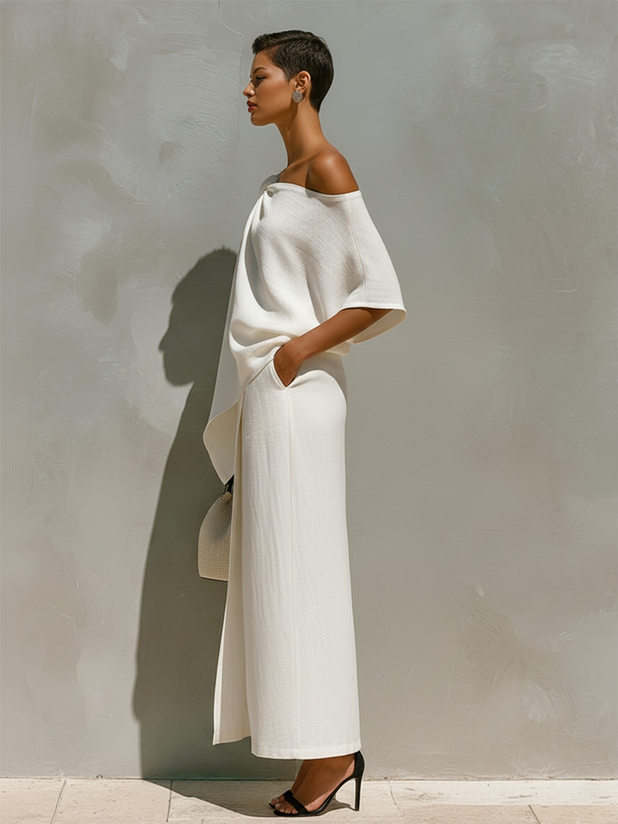 Aisha | Linen One-Shoulder Maxi Set