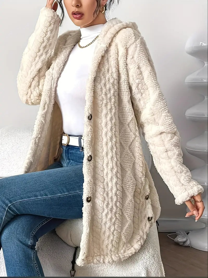 Monica | Textured Hooded Longline Cardigan