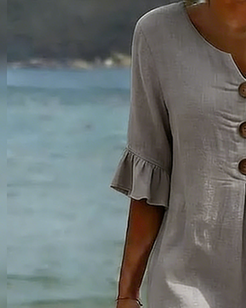 Maya | Cotton Ruffled-Sleeve Dress