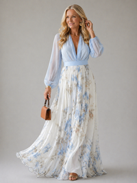 Floral Print Short-Sleeve Maxi Dress