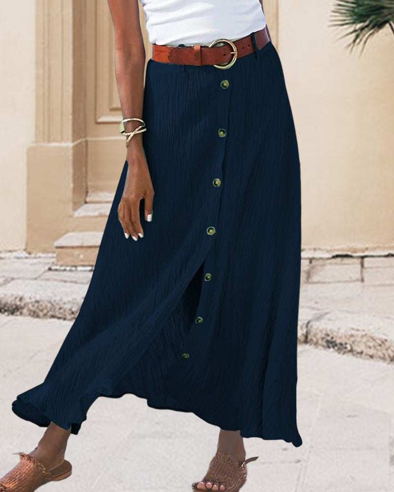 Elena | Button-Front Fluid Skirt