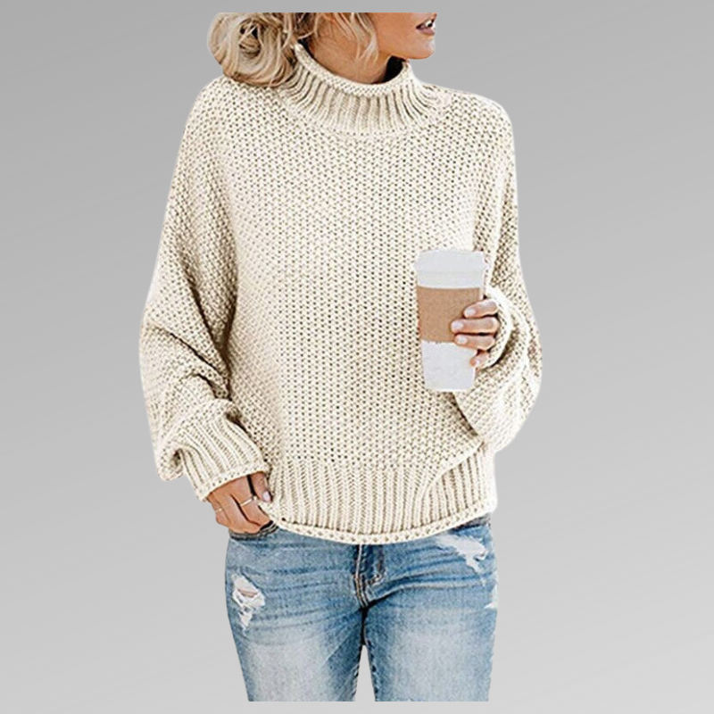 High-Neck Pullover Sweater