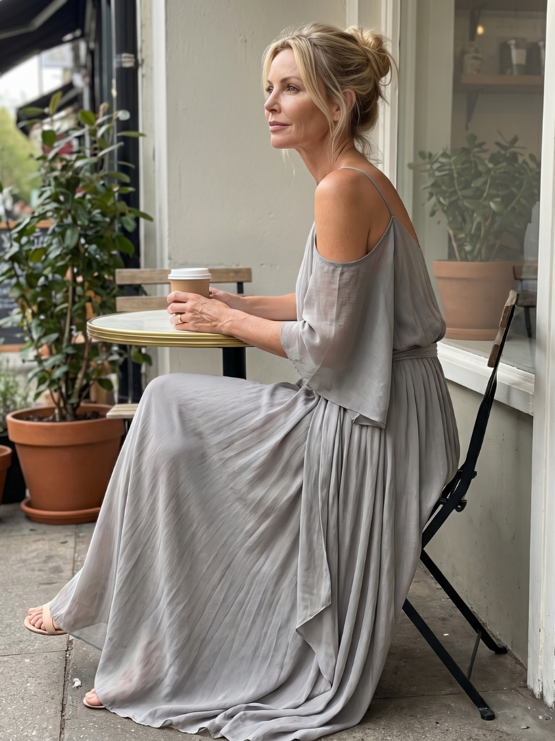 Avery | Layered Cold-Shoulder Top & Wide-Leg Set