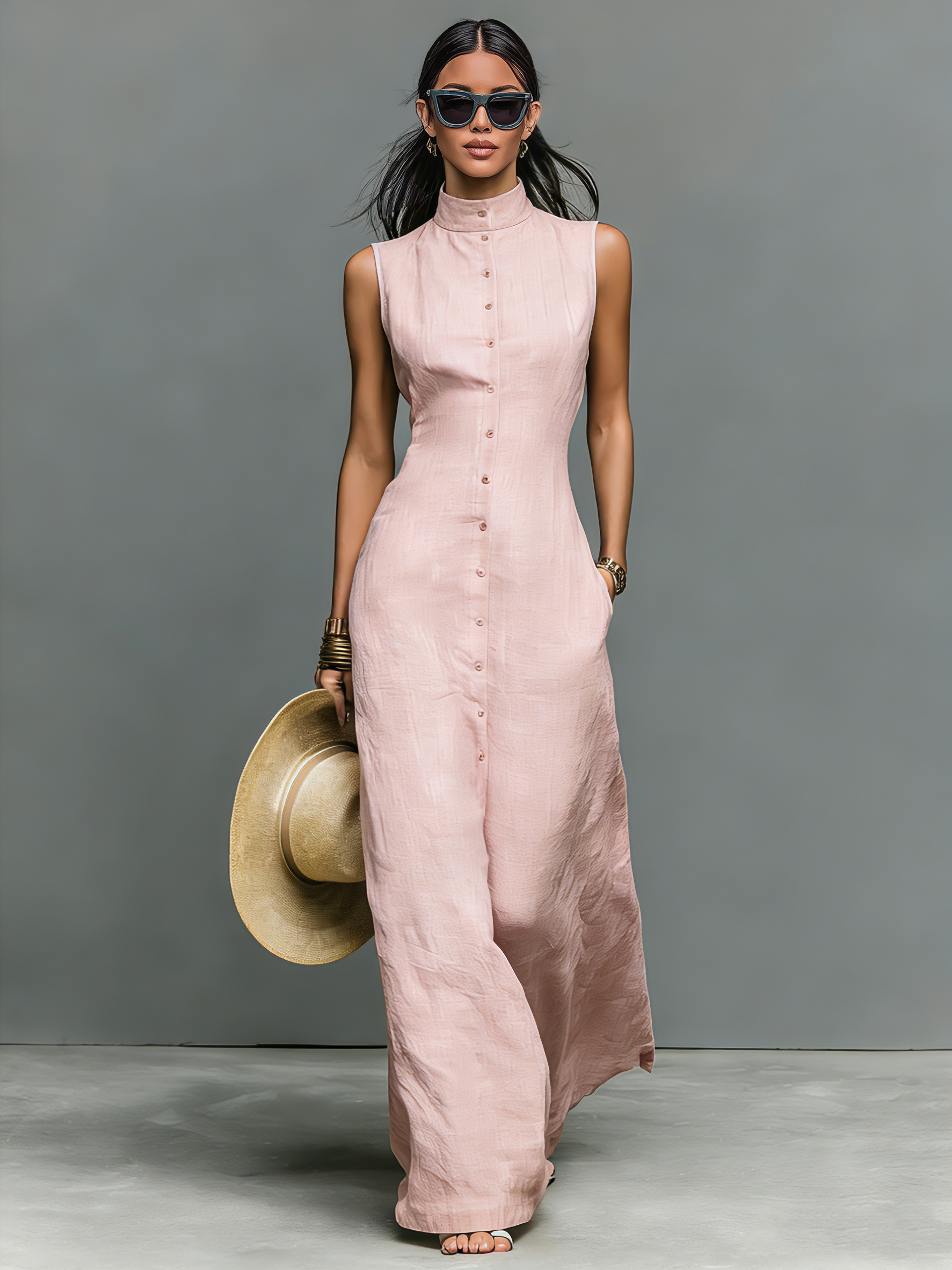 Harper | Linen-Blend Maxi Dress