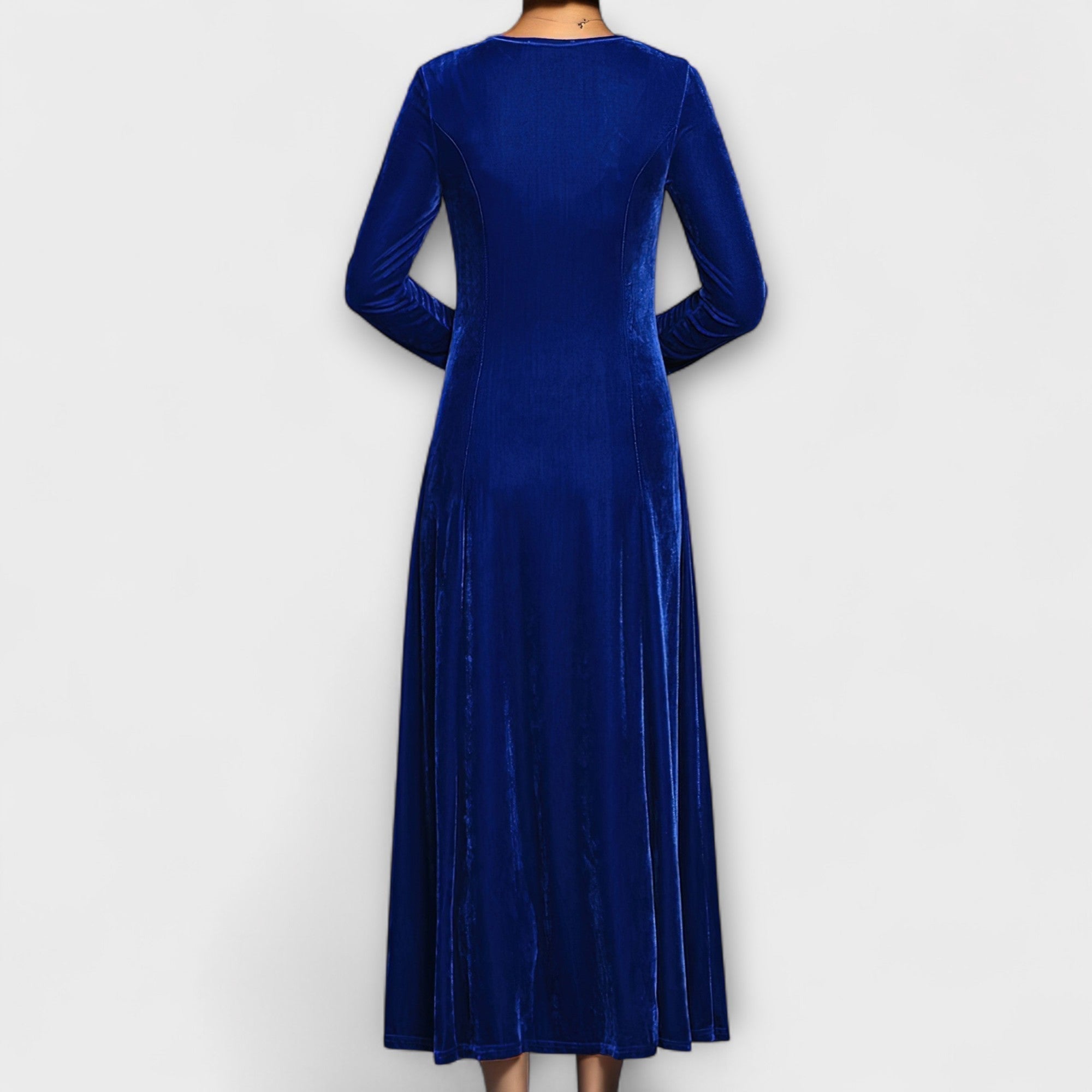 Velvet Long-Sleeve A-Line Dress