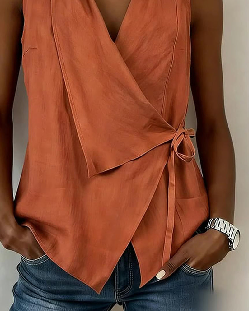 Harper | Cotton-Linen Tie-Front Tank