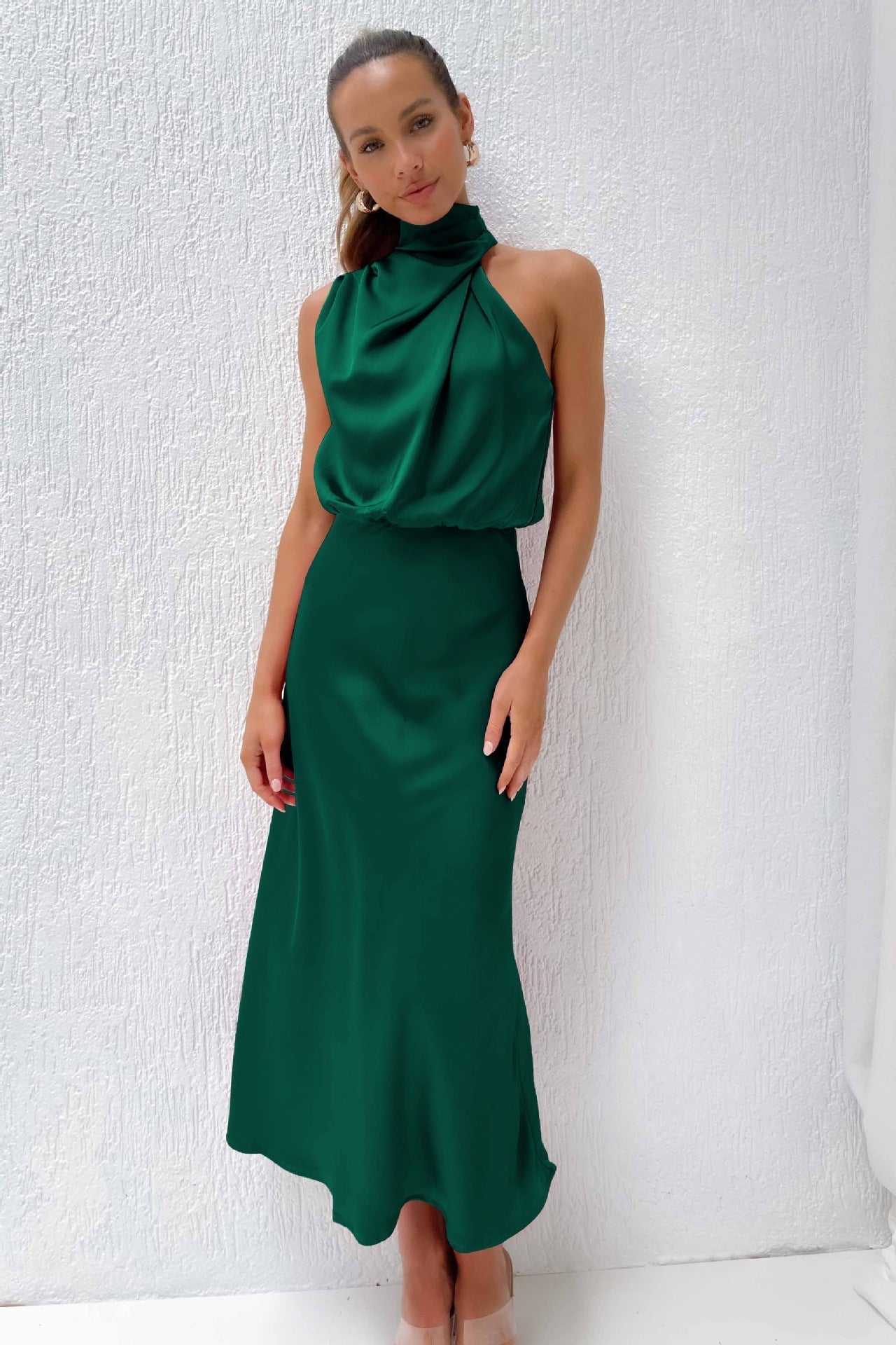 Naomi | High-Neck Draped Maxi Dress