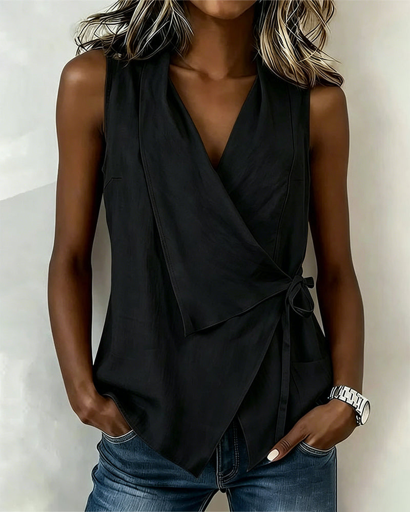 Harper | Cotton-Linen Tie-Front Tank