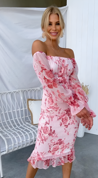 Monica | Off-Shoulder Floral Midi Dress