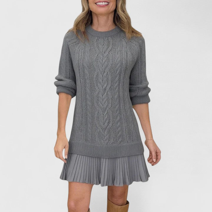 Pleated-Hem Sweater Dress