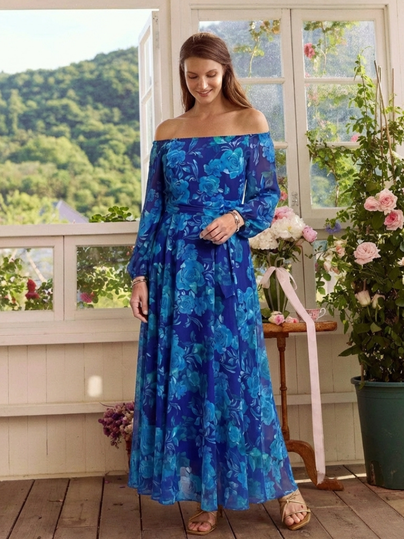 Off-Shoulder Floral Maxi Dress