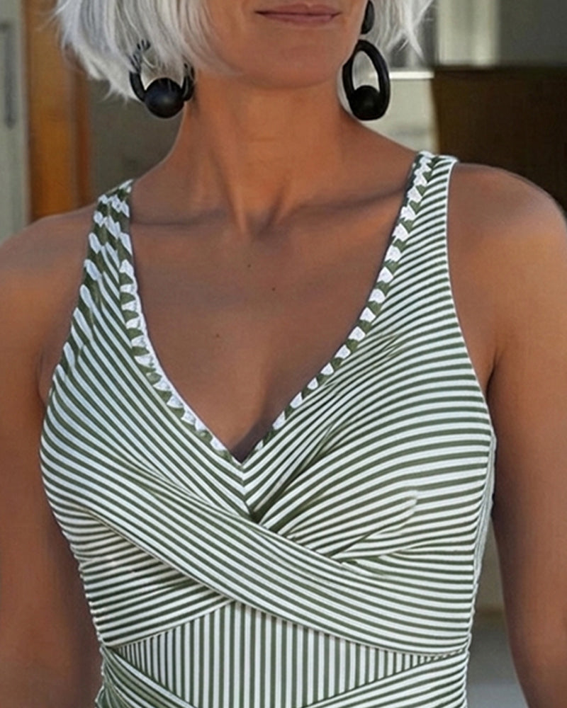Brielle | One-Piece Swimsuit, Striped V-Neck