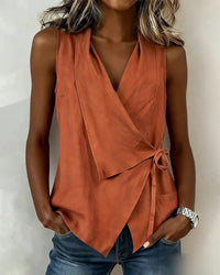 Harper | Cotton-Linen Tie-Front Tank