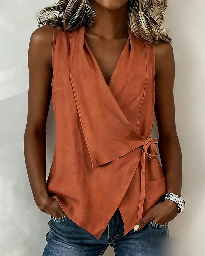 Harper | Cotton-Linen Tie-Front Tank