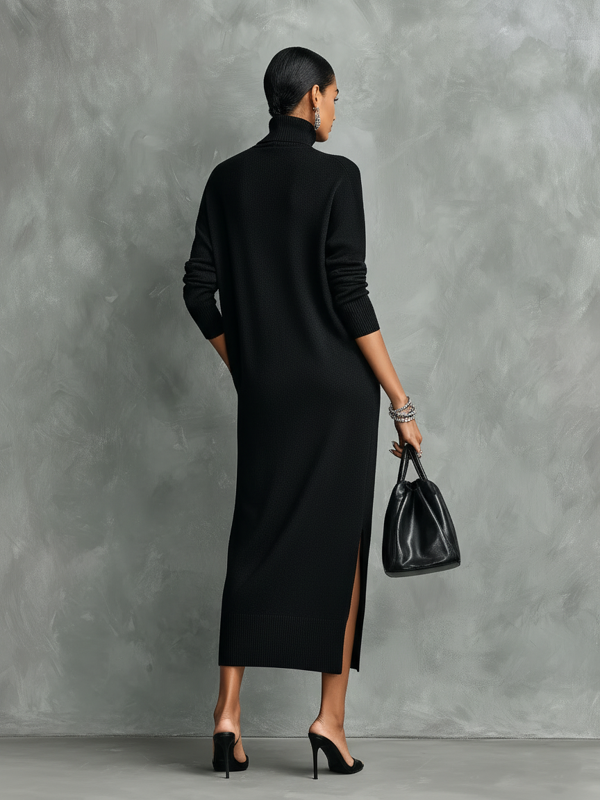 Gabrielle | Knitted Turtleneck Midi Dress