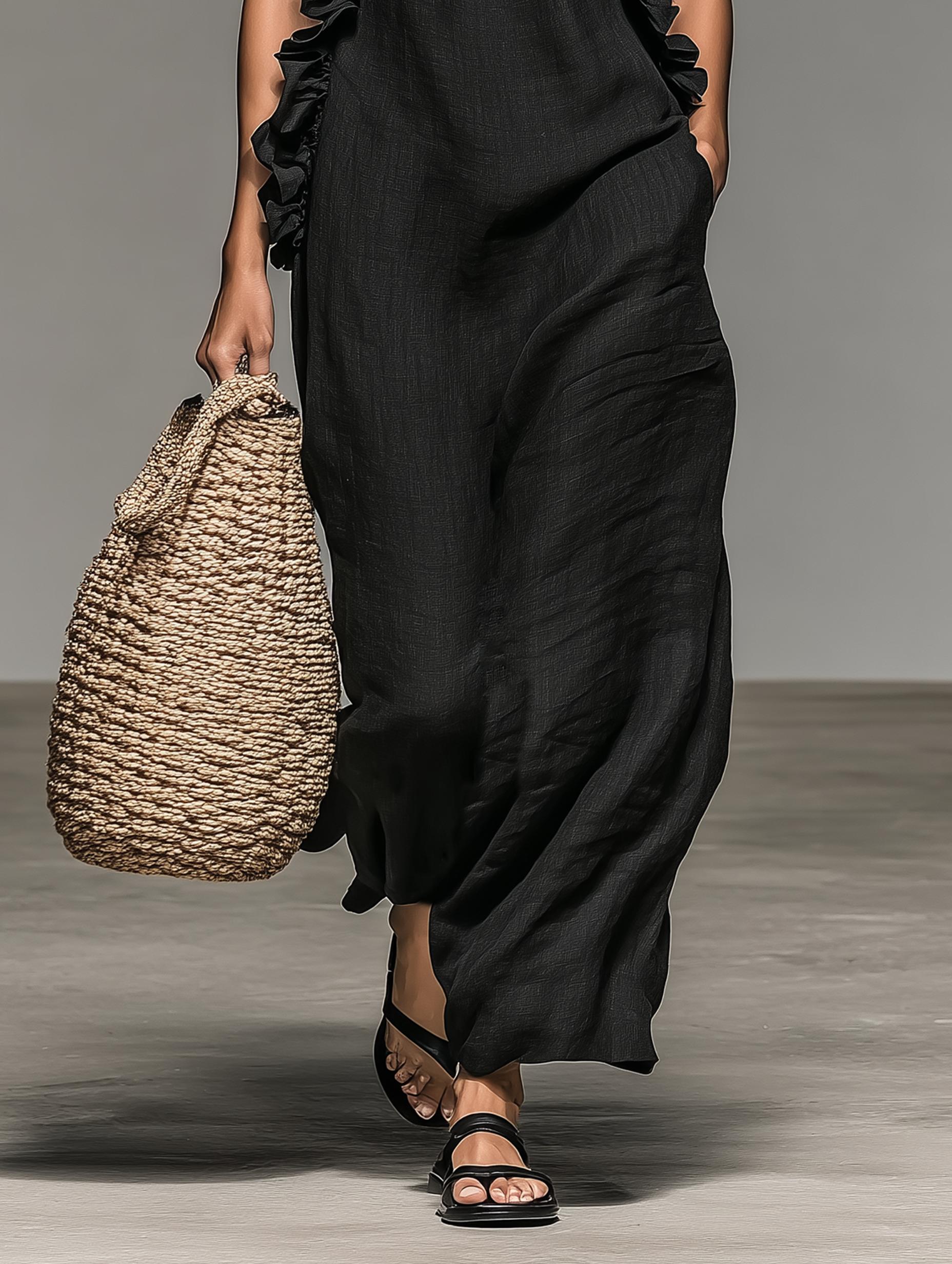 Aisha | Sleeveless Linen-Blend Maxi Dress