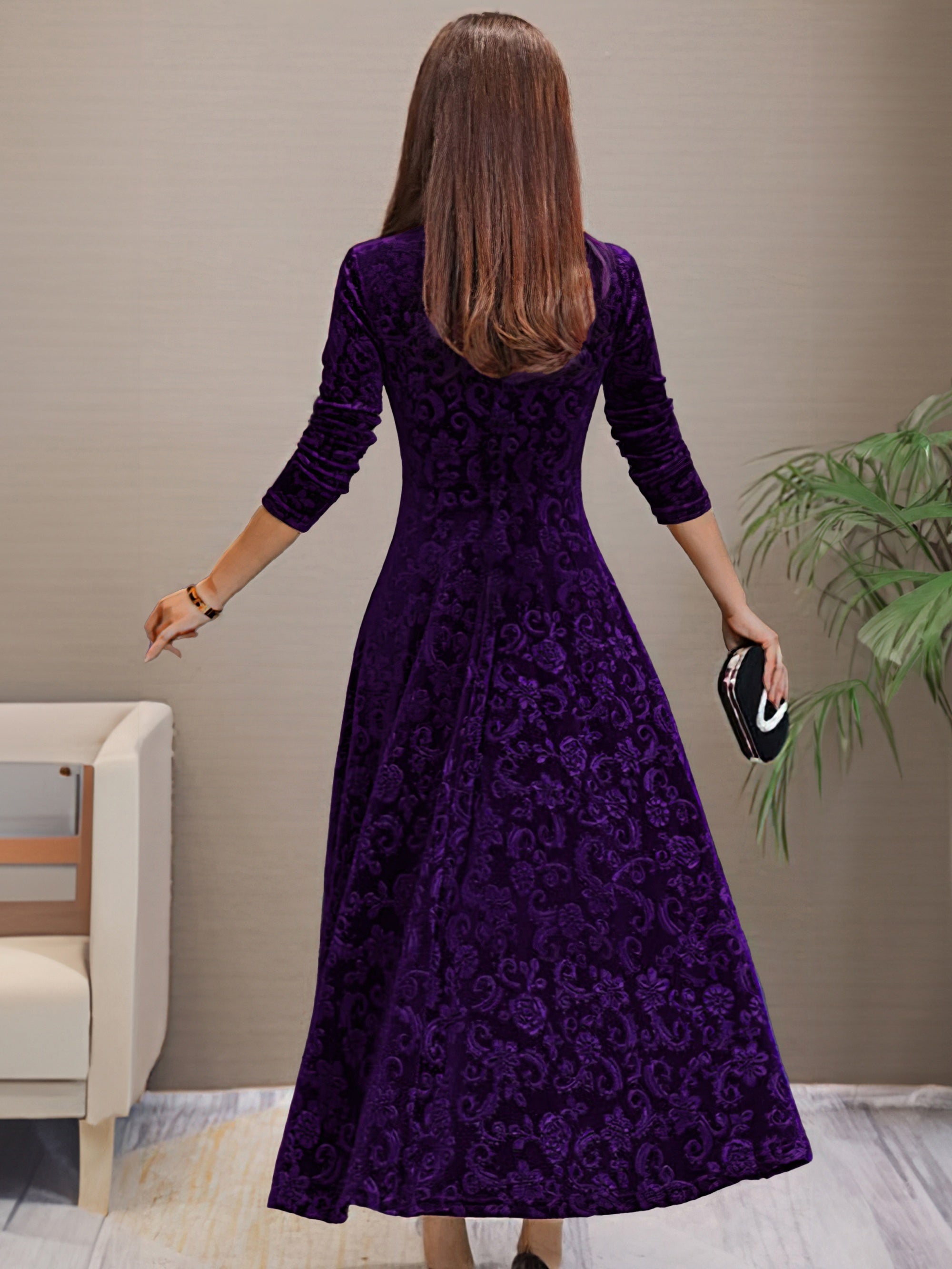 Velvet 3/4-Sleeve Dress