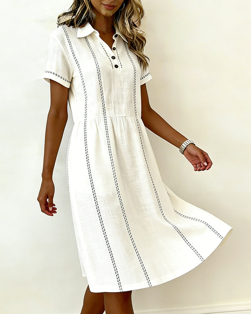 Striped Vertical Dress with Collar