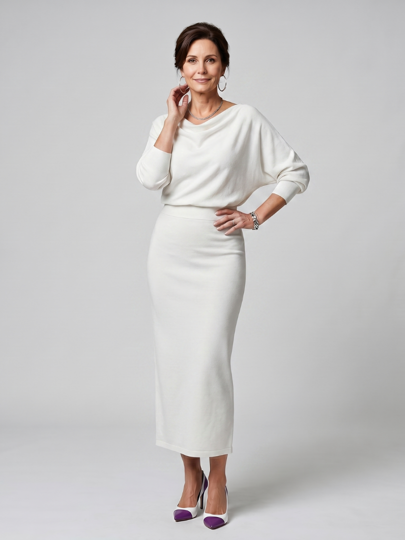 Harper | Midi Dress with Draped Neckline