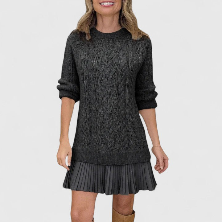 Pleated-Hem Sweater Dress