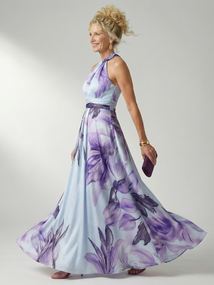 Zoe | Halter Floral Maxi Dress