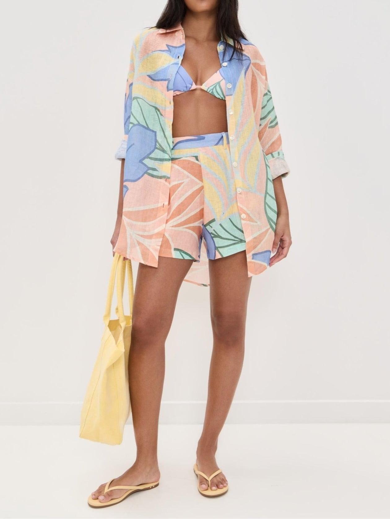 M&H | Tropical Leaf Print Short Set