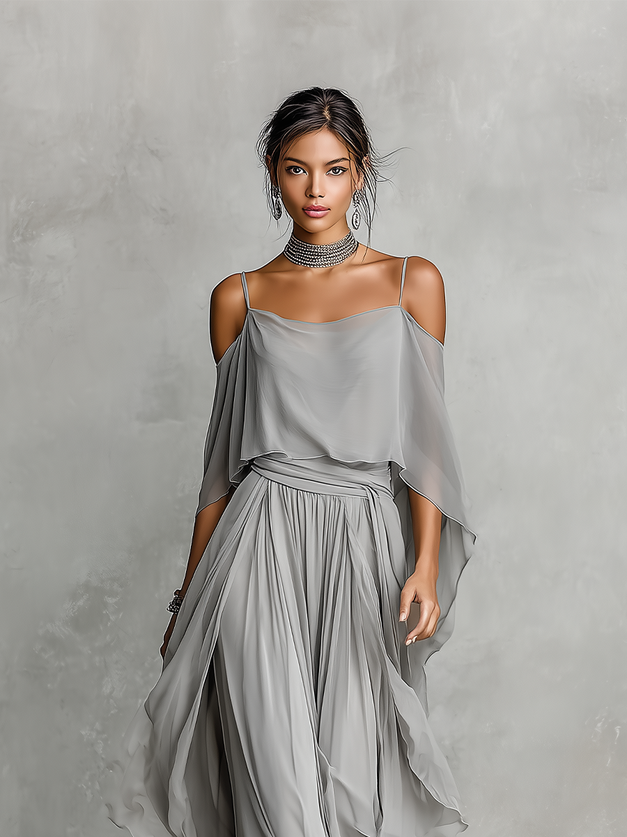 Imani | Chiffon Cold-Shoulder Set