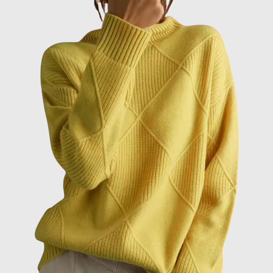 Geometric Knit Turtleneck Sweater