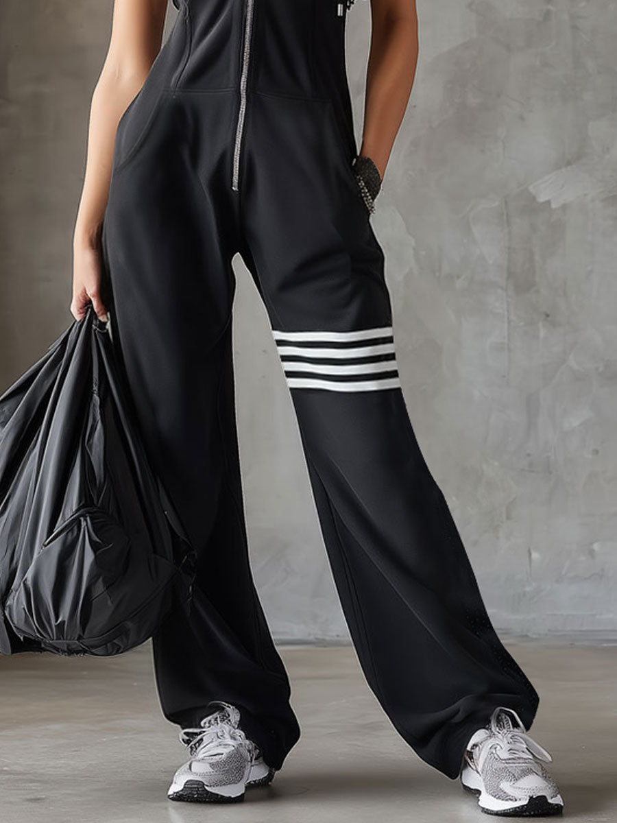 Giada - Retro Sports Tracksuit with Hood and Stripes