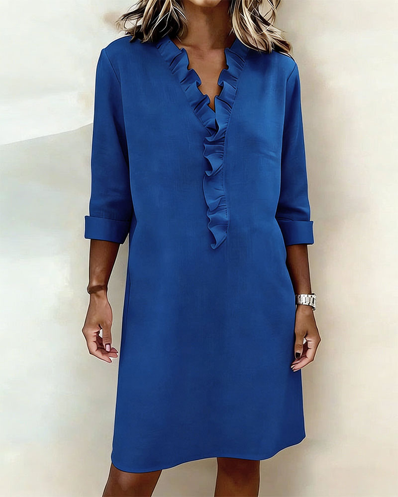 Naomi | Ruffled V-Neck Dress