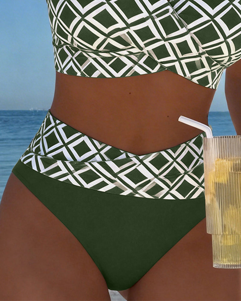 Nora | High-Waisted Diamond-Print Bikini
