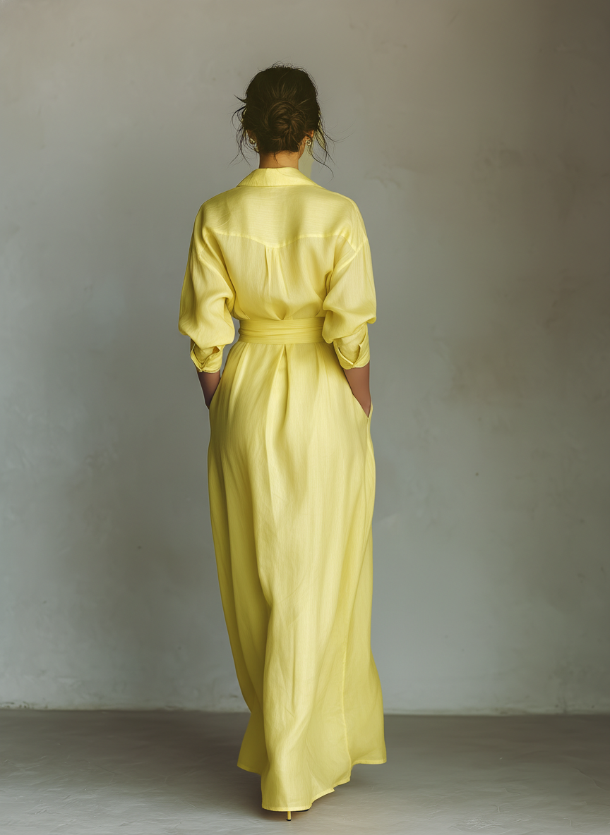 Elena | Cotton-Linen Maxi Shirt Dress