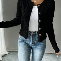 Eleanora | Cable-Knit Button-Front Cardigan